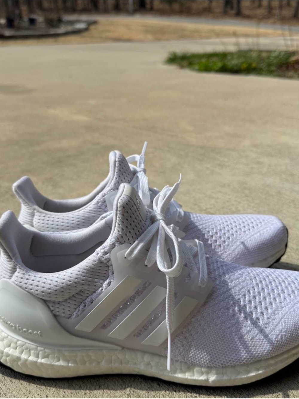 adidas All-White Knit Ultraboost Running Shoes